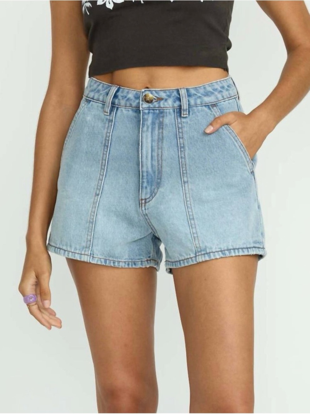 Billabong Light Blue High-Rise Denim Shorts